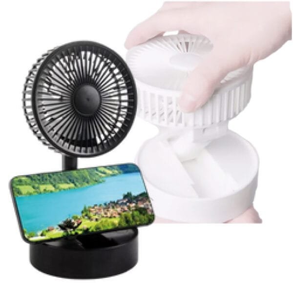Mini Ventilador A9 S Portatil Retractil Usb Con Bateria Color Blanco Y Negro